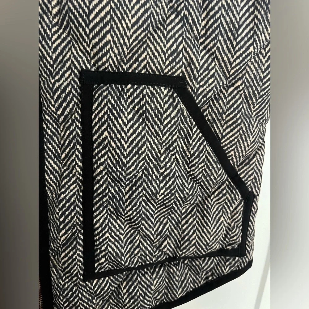 J. Crew Herringbone Zebra Print Down Puffer Vest size Small